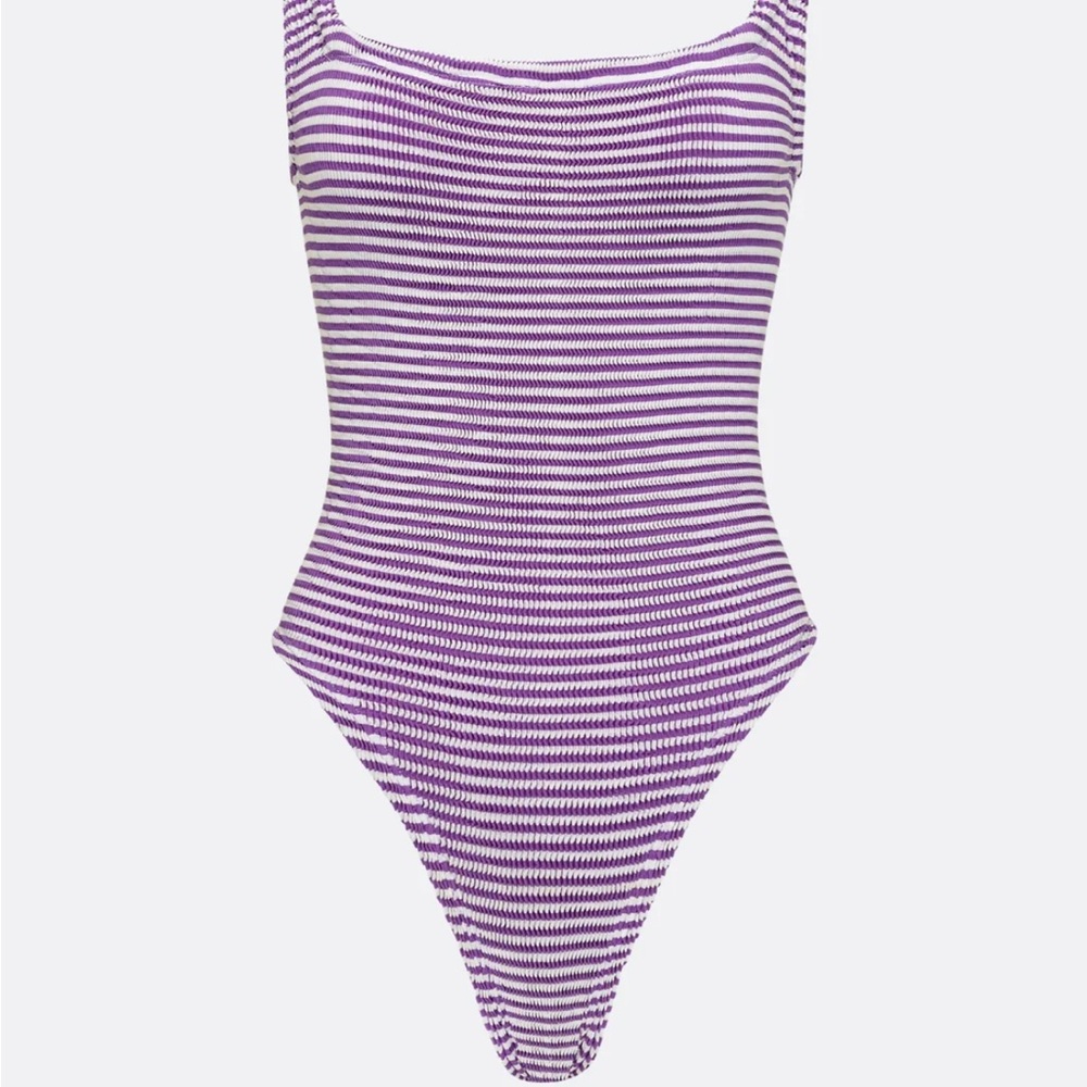 Purple Striped Women's One Piece Swimsuit